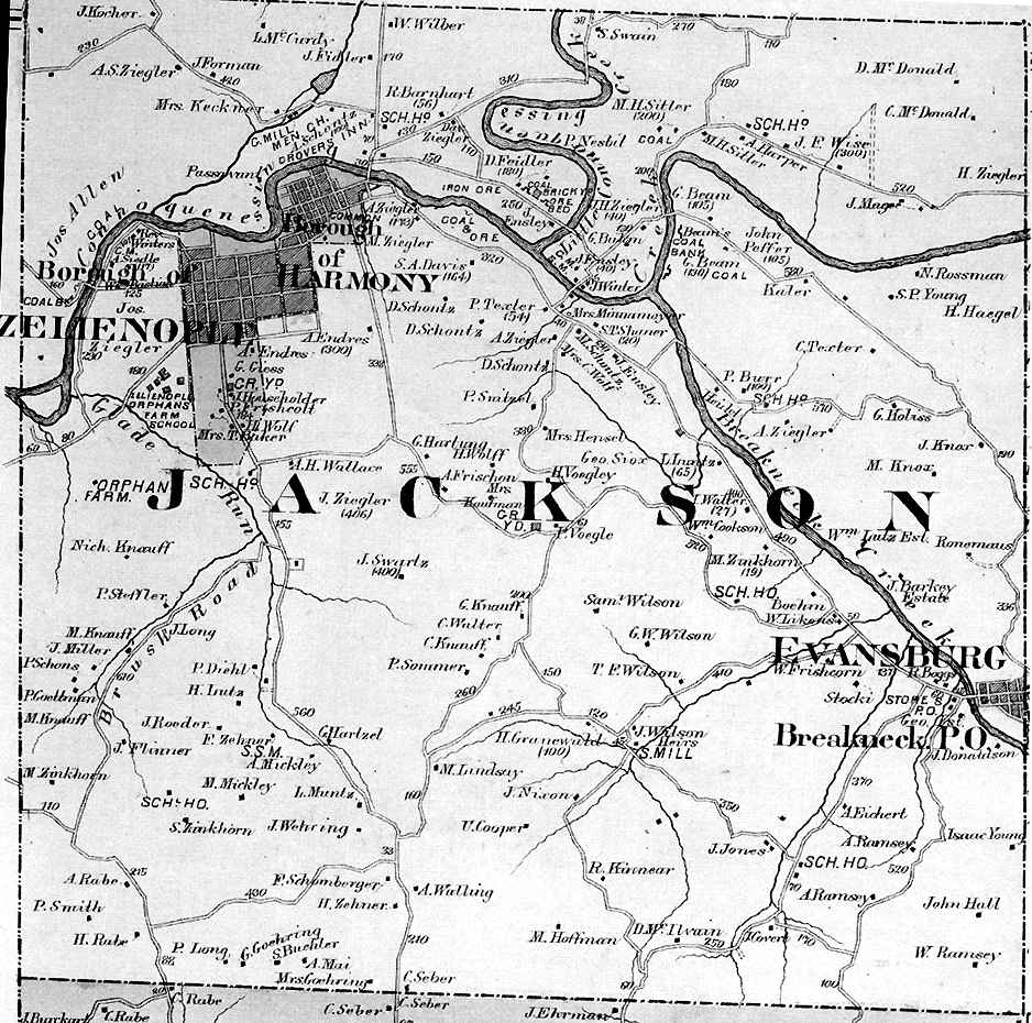 Jackson Township Map of 1874 Cranberry Township Historical Society